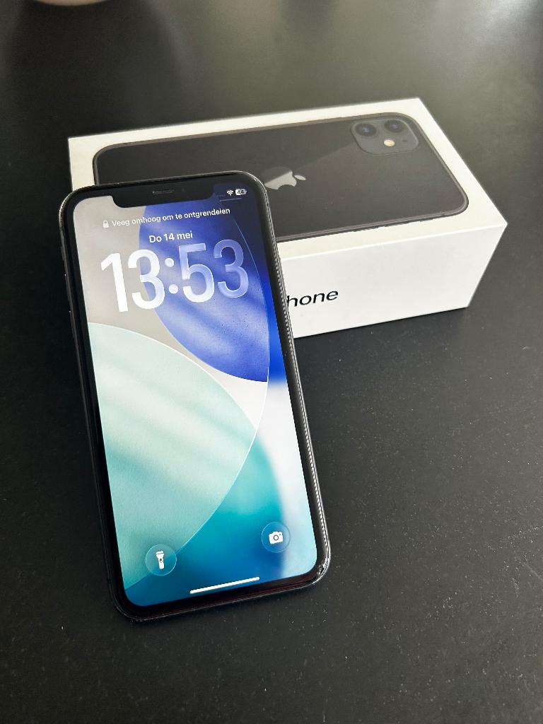 iPhone 11 64gb, Telecommunicatie, Mobiele telefoons | Apple iPhone, Gebruikt, 71 %, Zwart, 64 GB