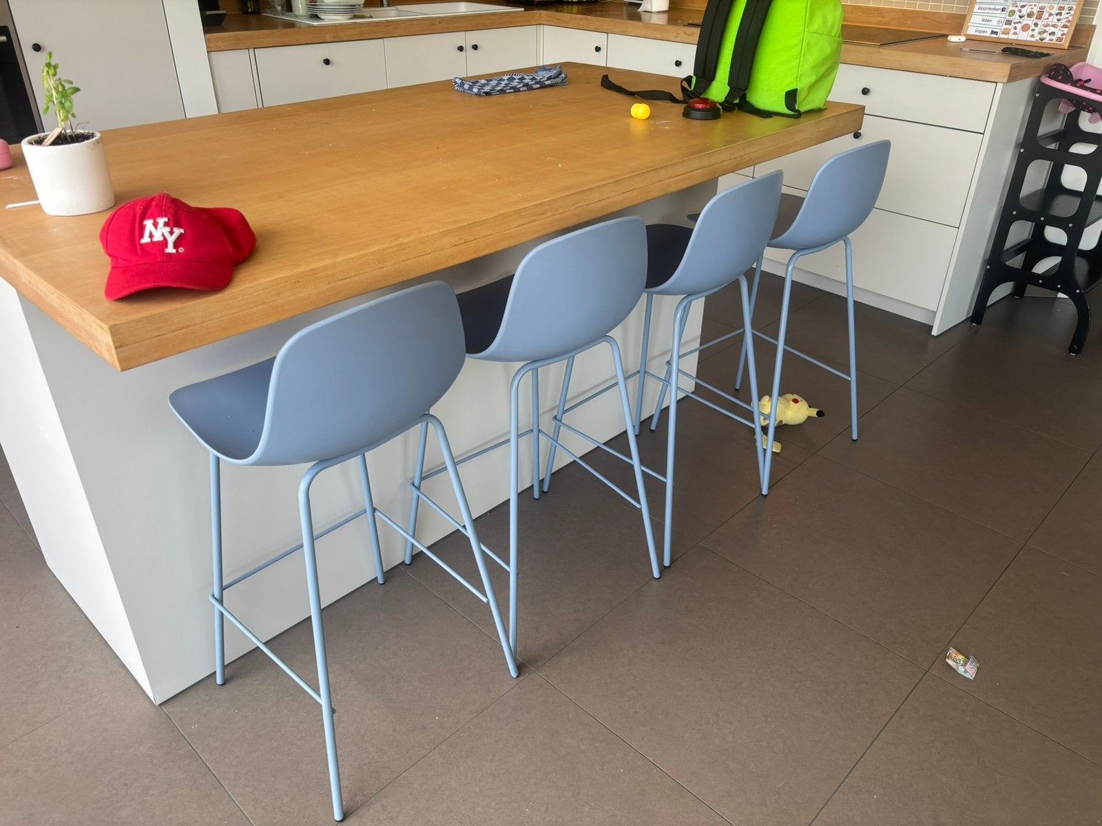 2 sets van 2 barstoelen (blauw, Felin) - Nieuw in doos, Maison & Meubles, Chaises, Neuf, Synthétique, Enlèvement, Bleu