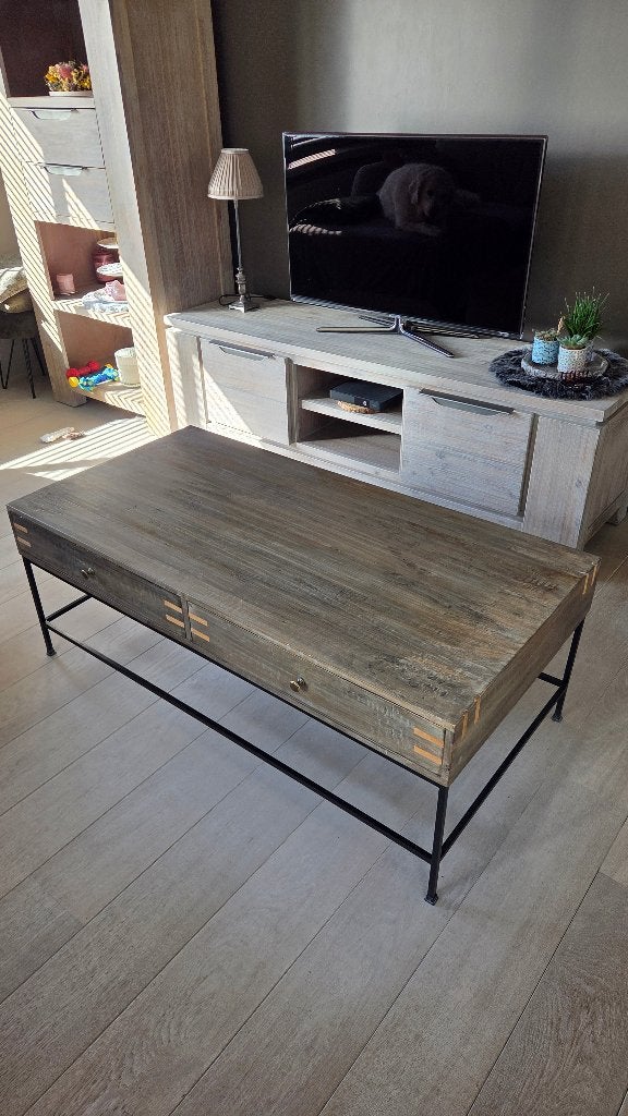 Salontafel (hout) met laden - 120*60*45 - Versailles, Huis en Inrichting, Ophalen, 100 tot 150 cm, 50 tot 100 cm, Zo goed als nieuw