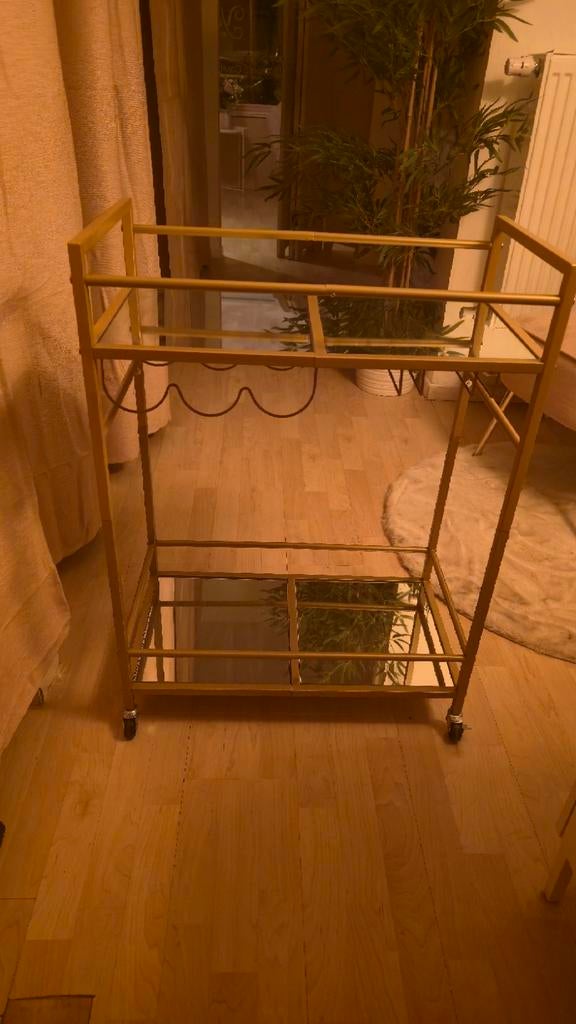 Bartafeltje op wielen met spiegelglas als nieuw!, Huis en Inrichting, Ophalen