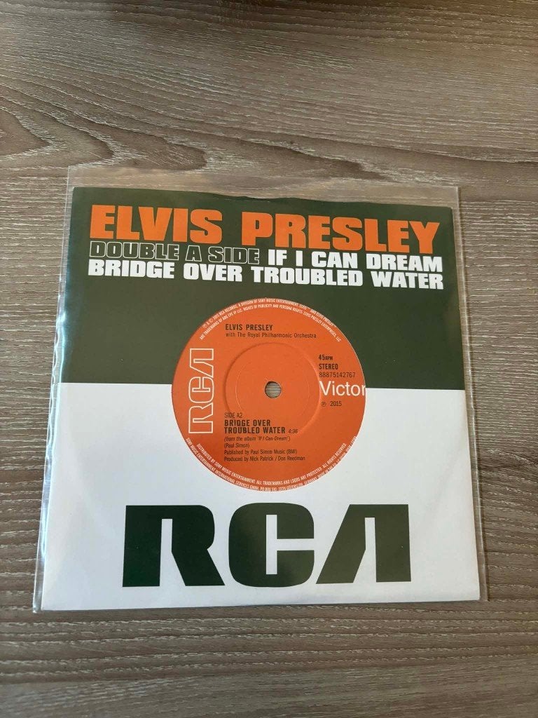 Elvis single, If I can dream/bridge over troubled water, Cd's en Dvd's, Vinyl Singles, 7 inch, Beschermende buitenhoes, Ophalen of Verzenden