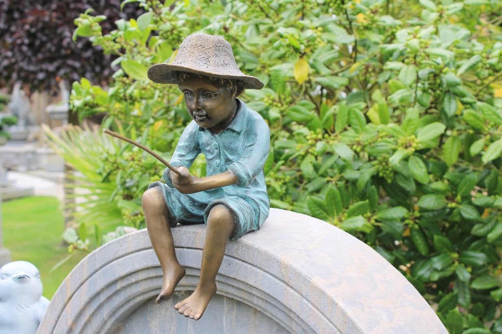 statue d un pêcheur assis en bronze patinée, Enlèvement ou Envoi, Neuf, Bord de l'étang
