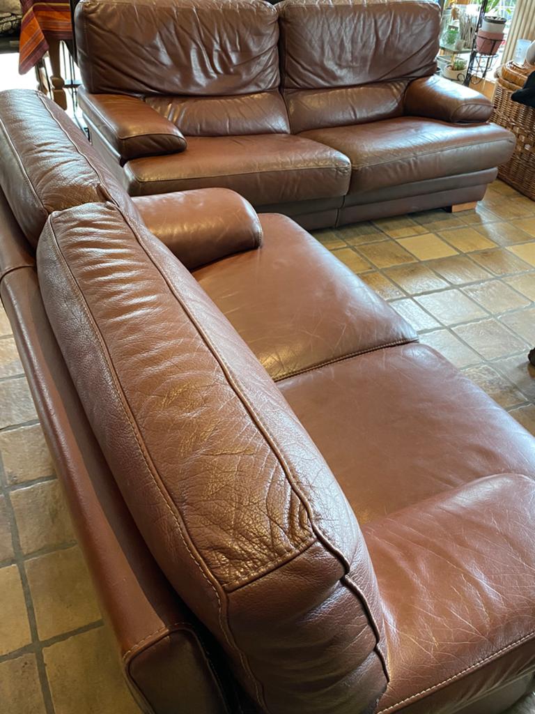 Canapés 3+2 places cuir buffle, Moins de 75 cm, Quatre personnes ou plus, Moins de 150 cm, Banc droit