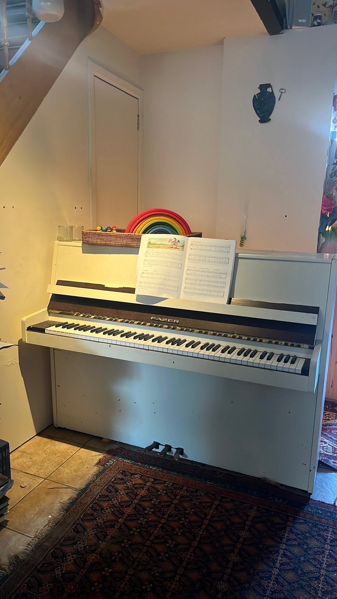 Witgeschilderde buffetpiano, Muziek en Instrumenten, Ophalen, Gebruikt, Piano