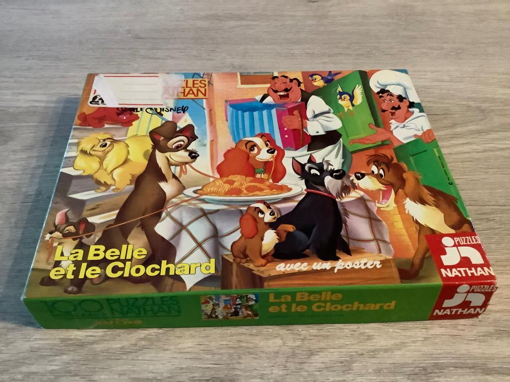 Walt Disney Lady & de Vagebond vintage puzzle (96 stuks), Ophalen of Verzenden, Meer dan 50 stukjes, Gebruikt, 6 jaar of ouder