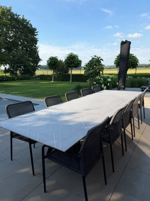 Table de jardin Arki 360x120cm et 10 fauteuils Lucia, Enlèvement, Comme neuf, Rectangulaire, Aluminium