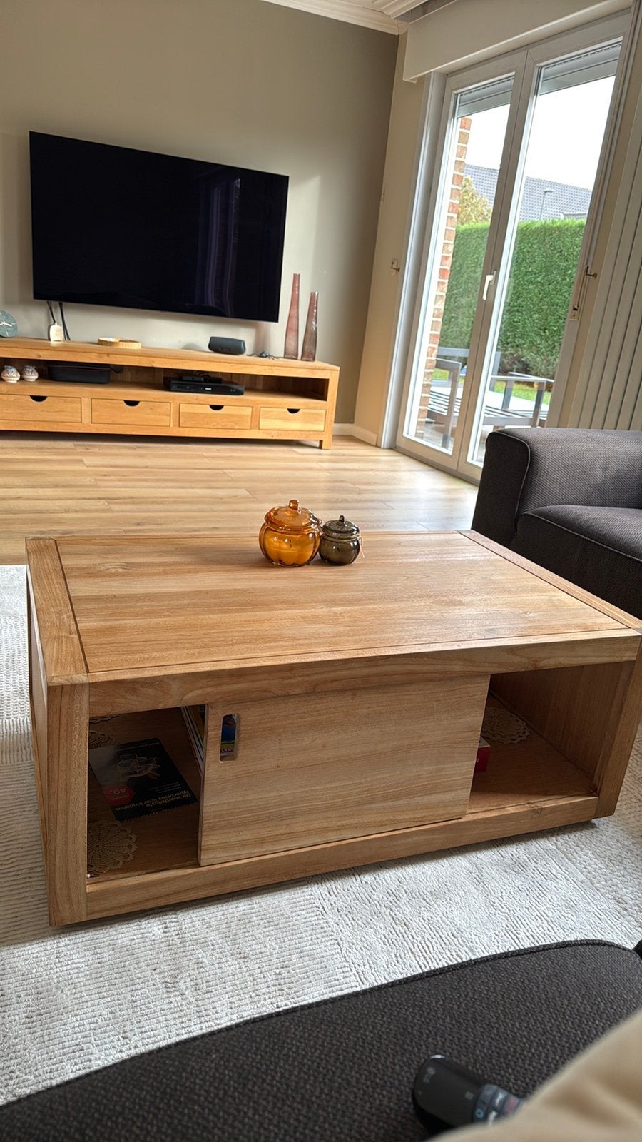 Massief eikenhouten woonkamertafel, Ophalen