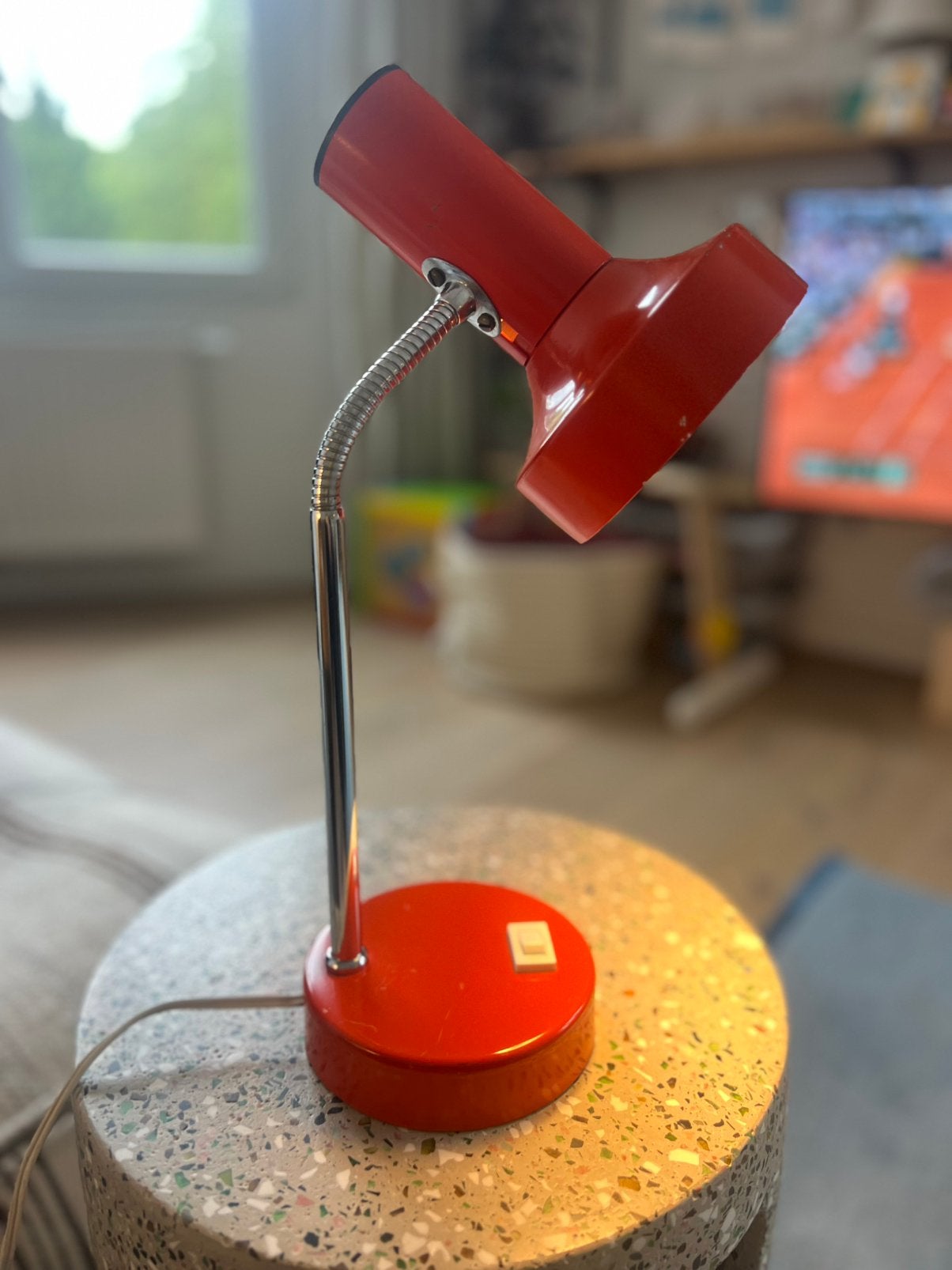 Vintage oranje bureaulamp, Huis en Inrichting, Lampen | Tafellampen, Zo goed als nieuw, Metaal, Ophalen