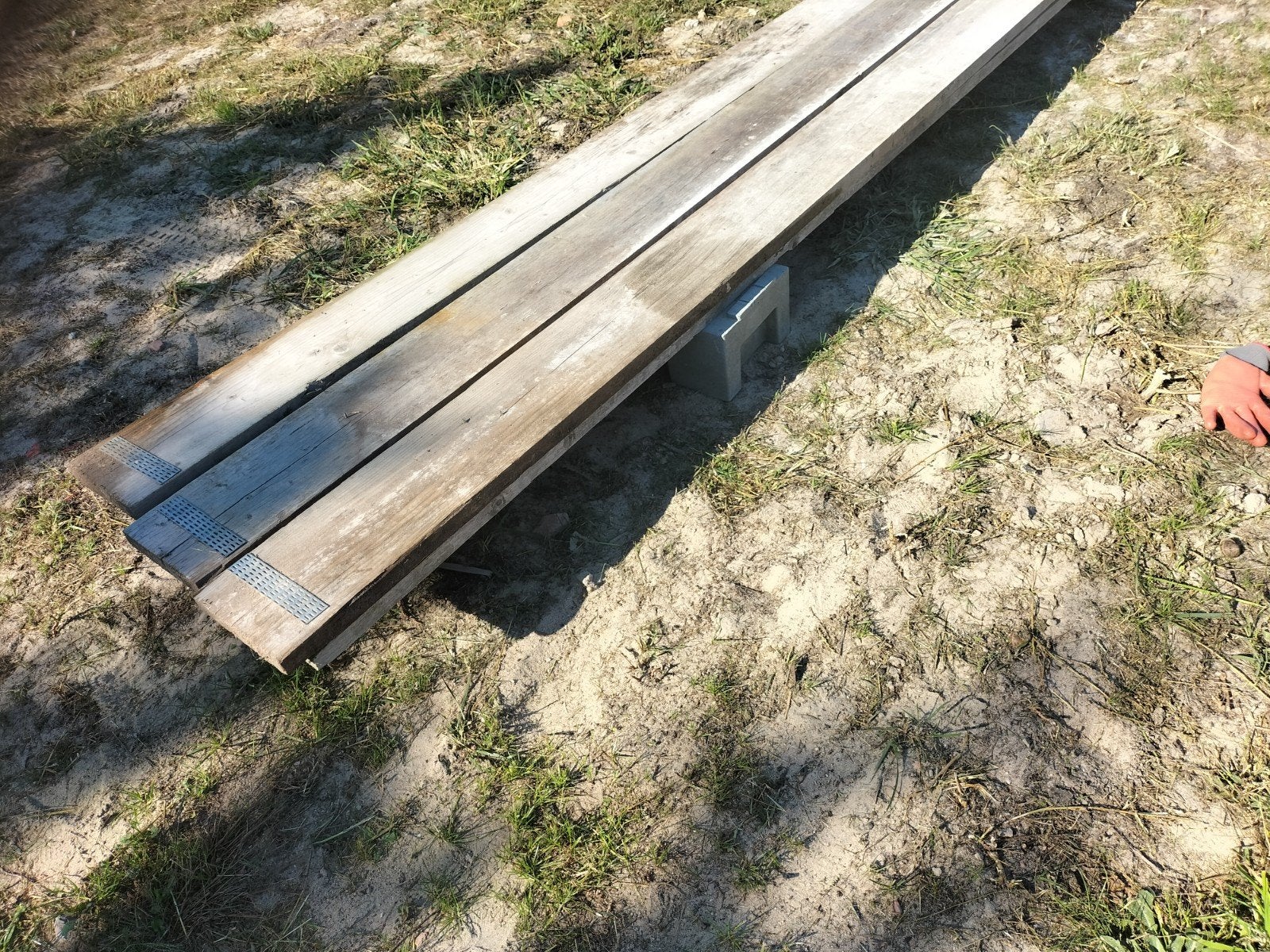 6 gebruikte steigerplanken ca. 5m lang 19,5 cm breed, Ophalen