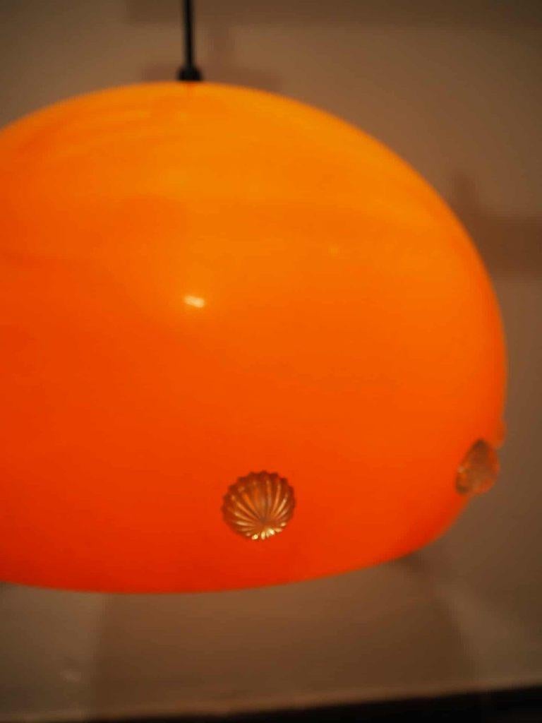 Oranje Space Age hanglamp, UFO lamp, 1970s, Huis en Inrichting, Lampen | Hanglampen, Space Age, Kunststof, Ophalen of Verzenden