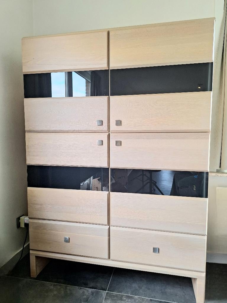 Hoge kast Karel Mintjens, Ophalen, Gebruikt, 100 tot 150 cm, Eikenhout