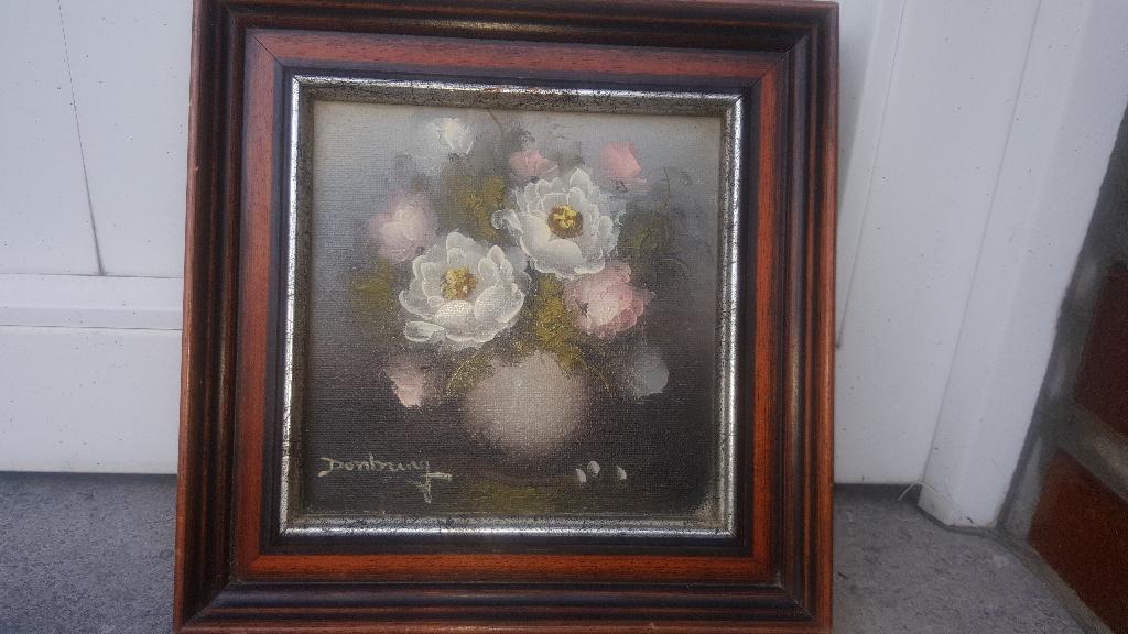 petite peinture huile sur toile, fleur, Antiquités & Art, Enlèvement ou Envoi