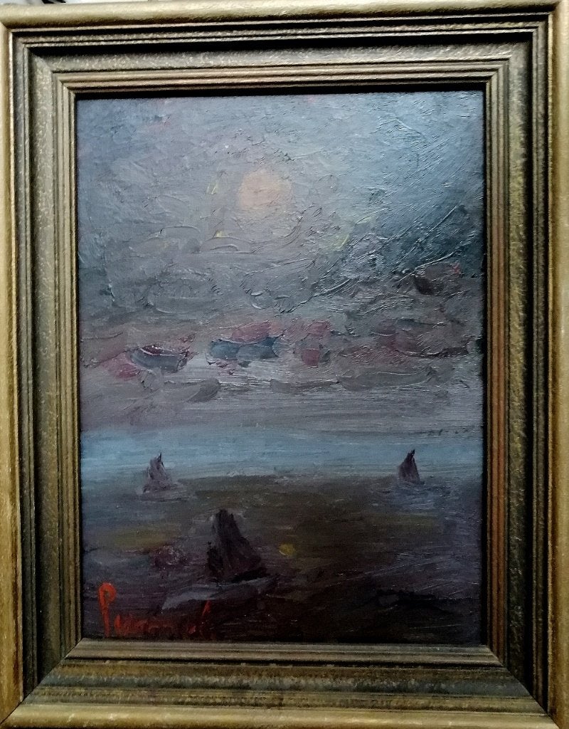 Constant Permeke '' Avondstemming op zee ''  olieverf, Antiek en Kunst, Verzenden