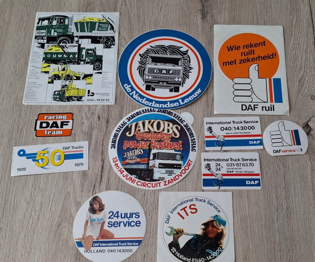 Lot stickers : thema truck vrachtwagen divers DAF, Ophalen of Verzenden, Zo goed als nieuw, Auto of Motor