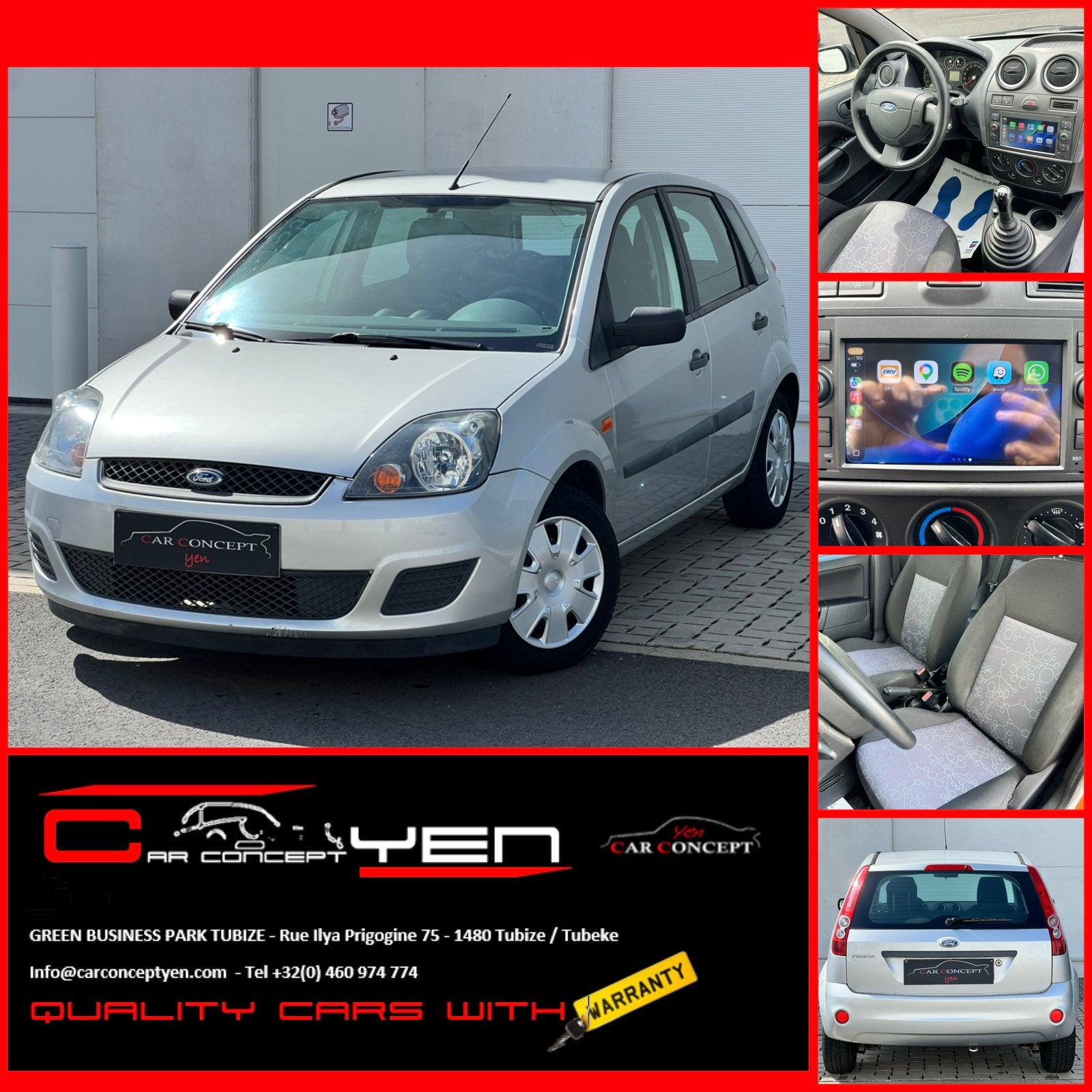 Ford Fiesta 1.4i*CarPlay*Clim, Argent ou Gris, Entreprise, Boîte manuelle, Entretenue par le concessionnaire