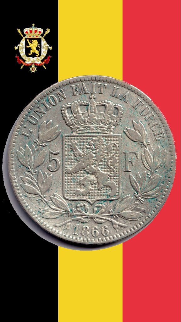 ZELDZAAM: 5 frank 1866 (zonder punt) - Leopold II, Postzegels en Munten, Munten | België, Losse munt, Zilver, Zilver, Verzenden