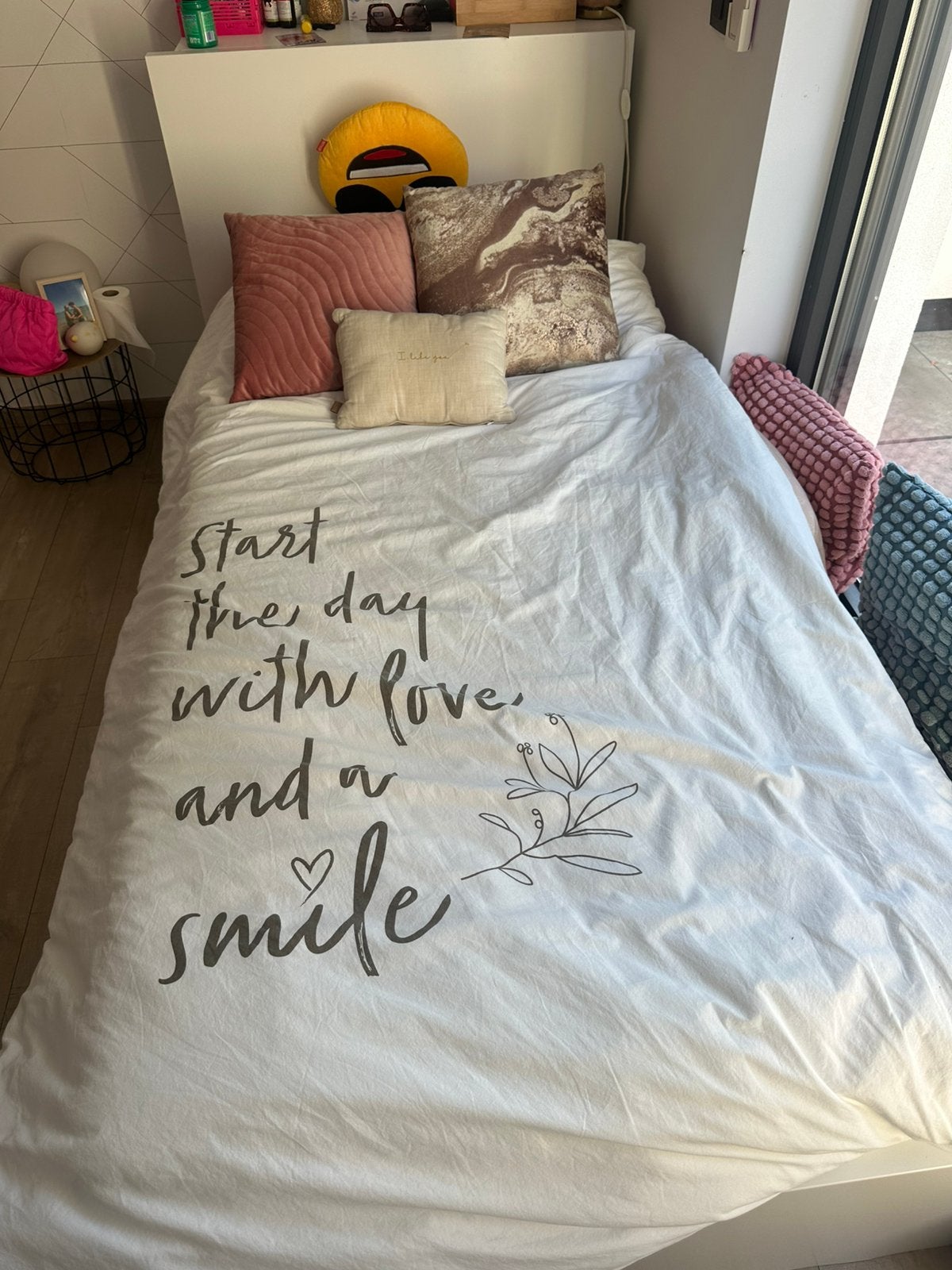 IKEA eenpersoonsbed + Verstelbare lattenboden + luxe matras, Huis en Inrichting, Slaapkamer | Bedden, Wit, Verstelbaar, Ophalen