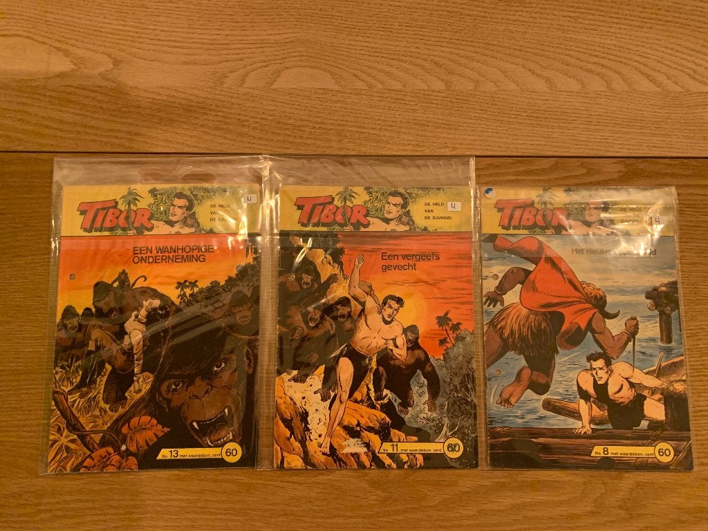 STRIPFIGUUR TIBOR: LOT 3 VINTAGE COMICS, Boeken, Meerdere comics, Ophalen of Verzenden, Gelezen, Europa