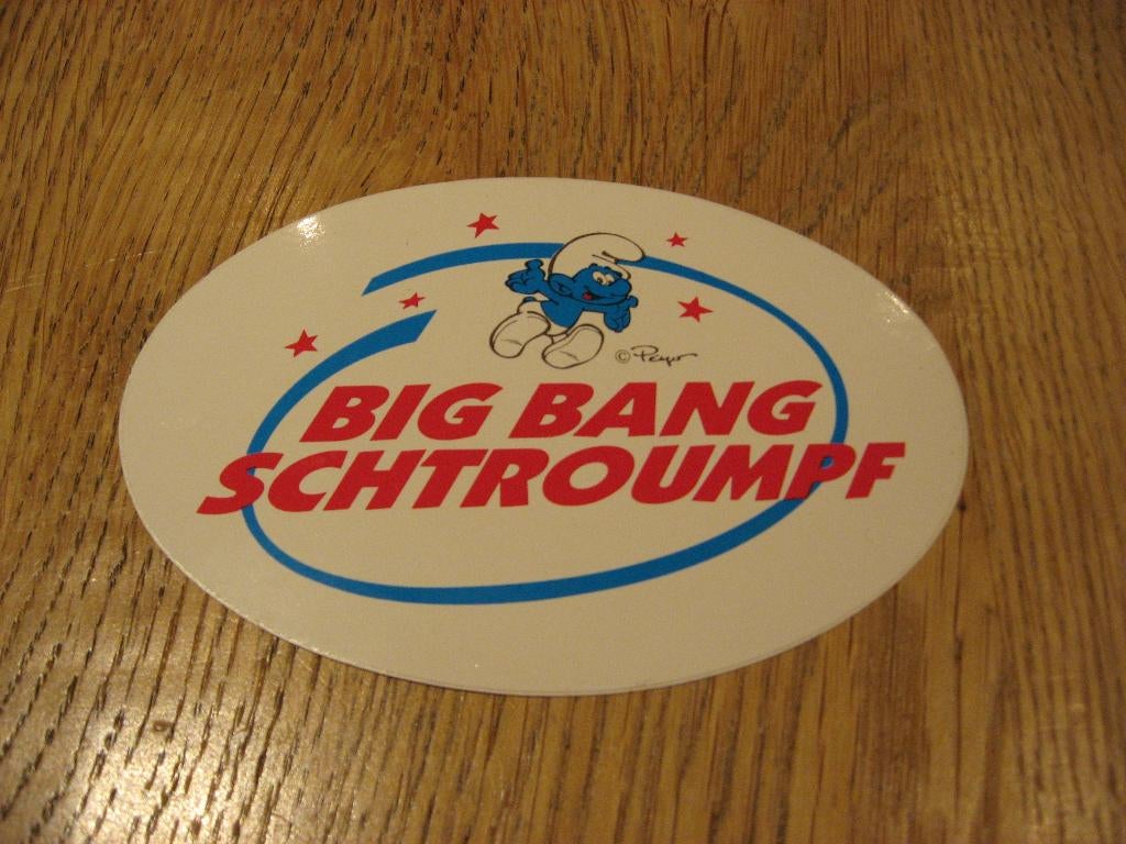 Big Bang Schtroumpf Peyo Smurfen Vintage Sticker, Verzamelen, Ophalen of Verzenden, Smurfen, Nieuw, Plaatje, Poster of Sticker