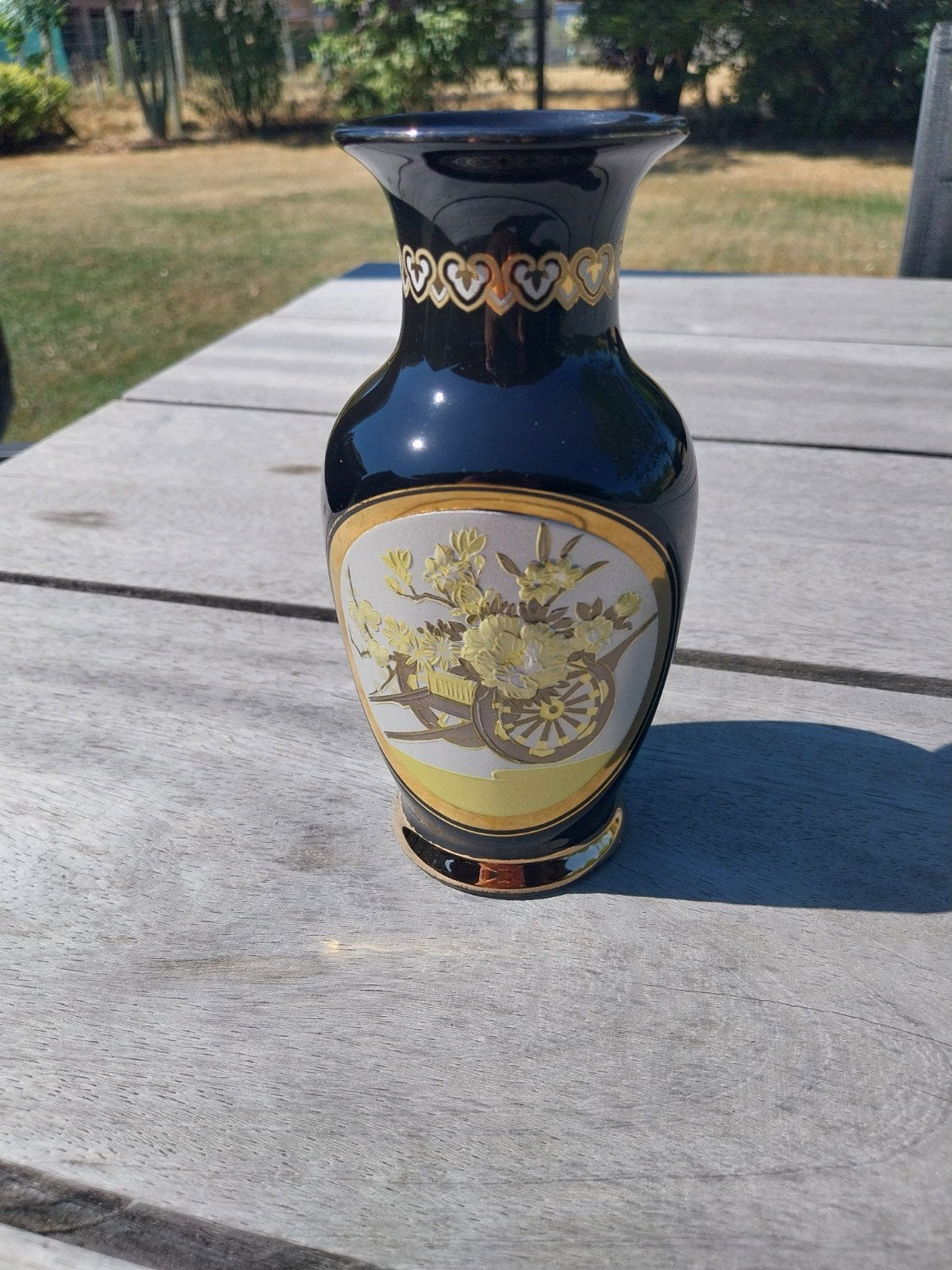 Vintage Japanse Chokin Vaas (15 cm) – 24kt Goud & Zilv, Antiek en Kunst, Ophalen