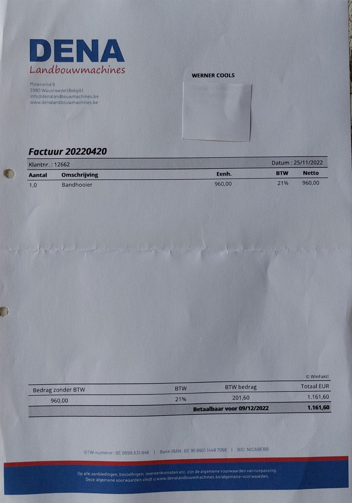 Bandhooier te koop steeds binnen gestaan, Zakelijke goederen, Ophalen