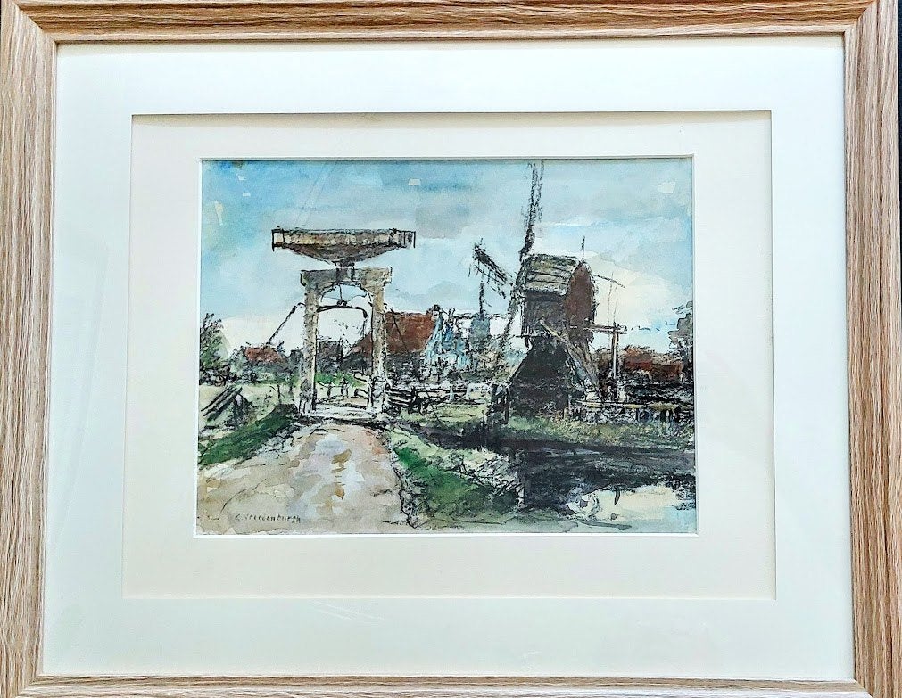 Cornelis Vreedenburgh (1880-1946) - Aquarel, Antiquités & Art, Art | Peinture | Classique, Enlèvement ou Envoi, Aquarelle, Paysage