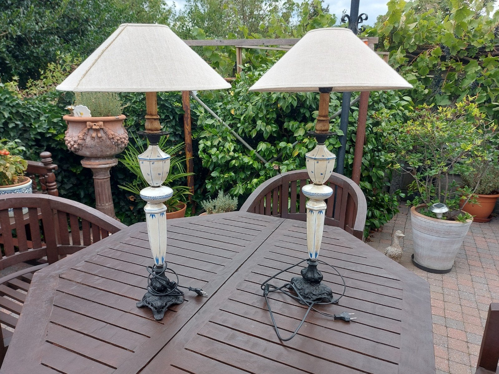 Set van 2 decoratieve oude staande lampen, Antiek en Kunst, Ophalen of Verzenden