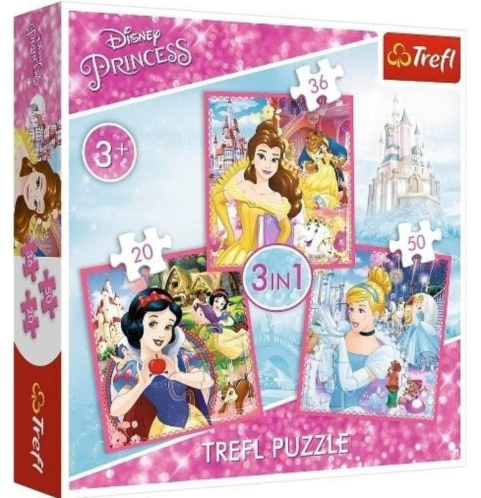 Disney Princess 3 in 1 Puzzel - 20/36/50 stukjes - Trefl, Enfants & Bébés, Jouets | Puzzles pour enfants, Enlèvement ou Envoi