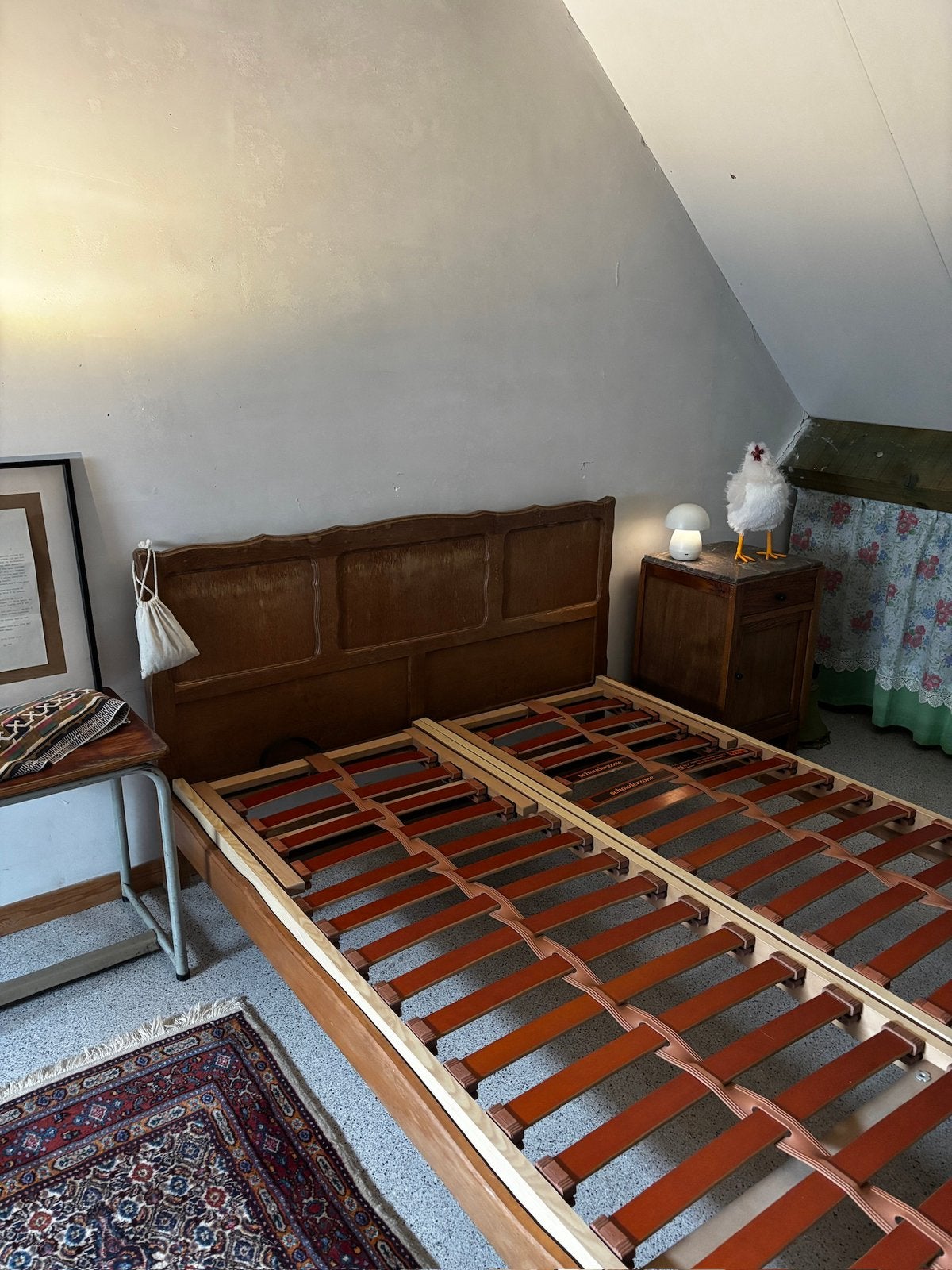 Charmant houten bedje te koop 200x140 | twijfelaar, Queen size, Brun, Enlèvement, Bois