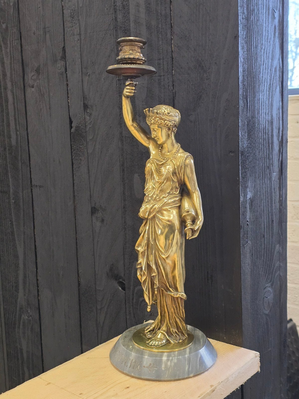 antieke brons (vuurverguld) psyche, Ophalen, Brons