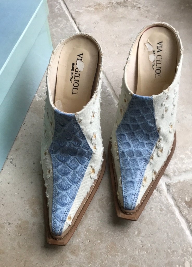 Mules à talon haut, Enlèvement, Comme neuf, Bleu