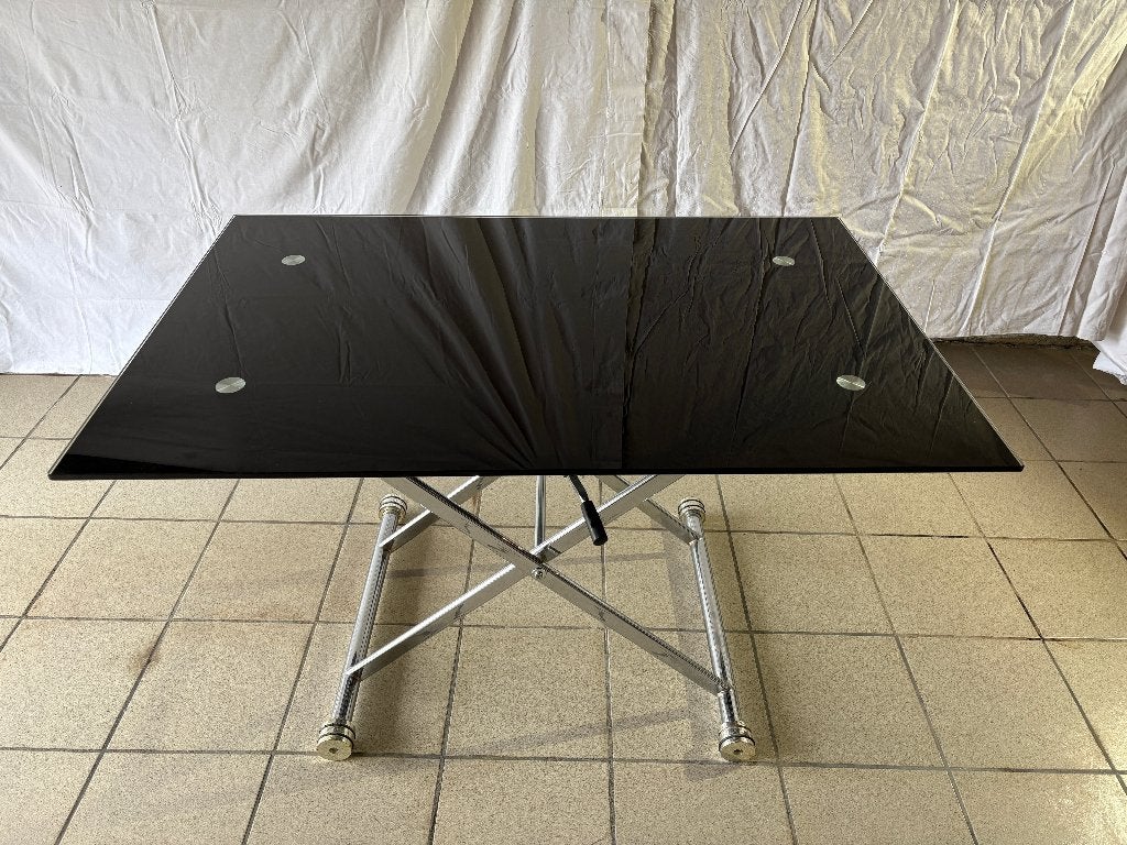 Table réglable en verre fumé, Verre, Comme neuf, Verre, Enlèvement