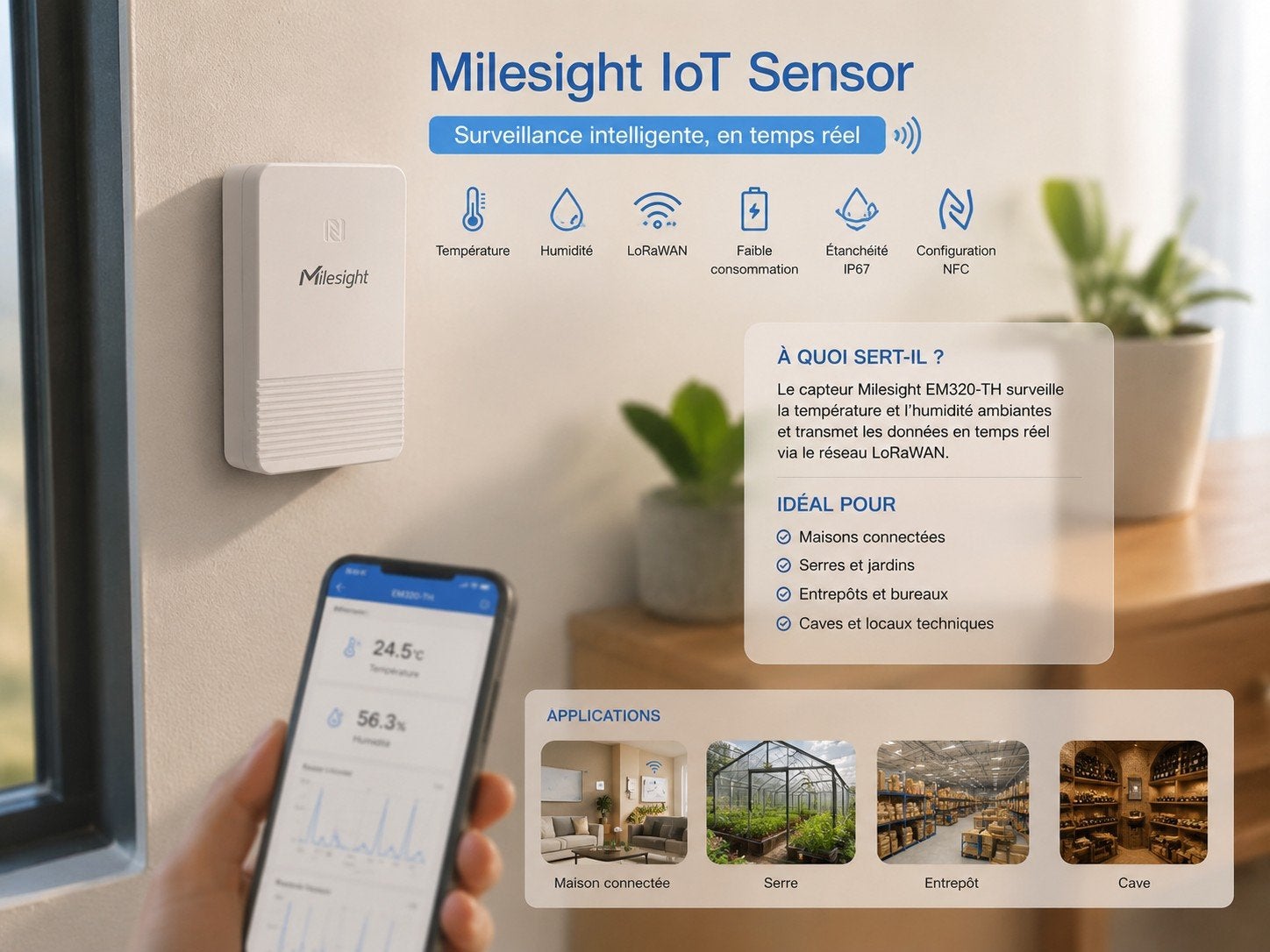 Capteur IoT Milesight EM320-TH – Neuf, Ophalen, Nieuw