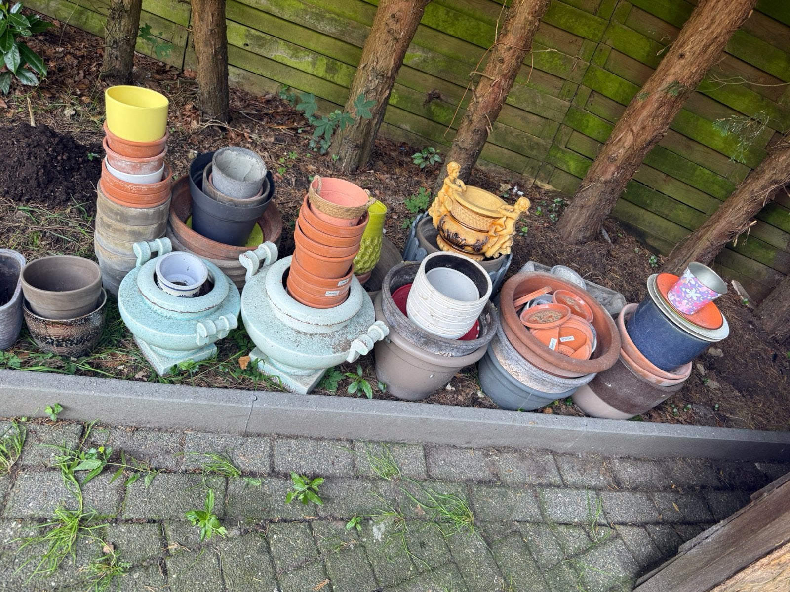 ⸻  Grote partij bloempotten te koop – €75, Enlèvement, Comme neuf, Synthétique, Balcon
