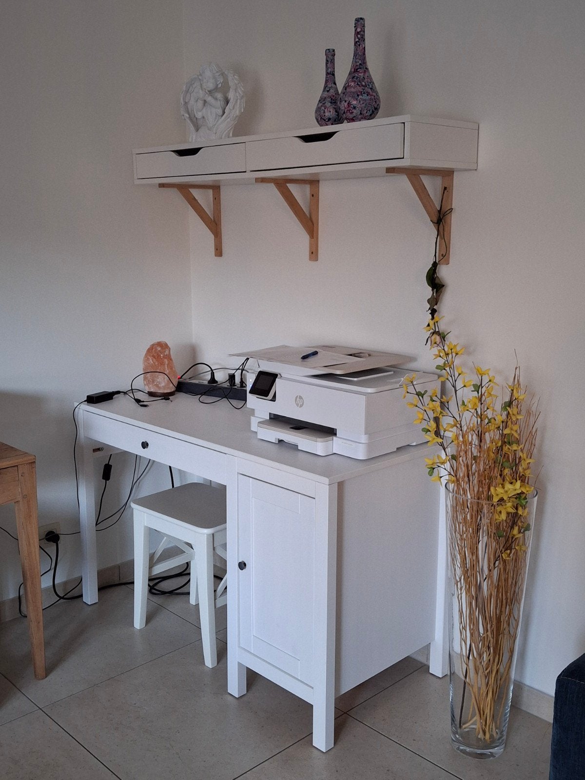 Complete witte Ikea Studeerhoek Scandinavische stijl, Huis en Inrichting, Ophalen, Met lades, Scandinavisch, Hout