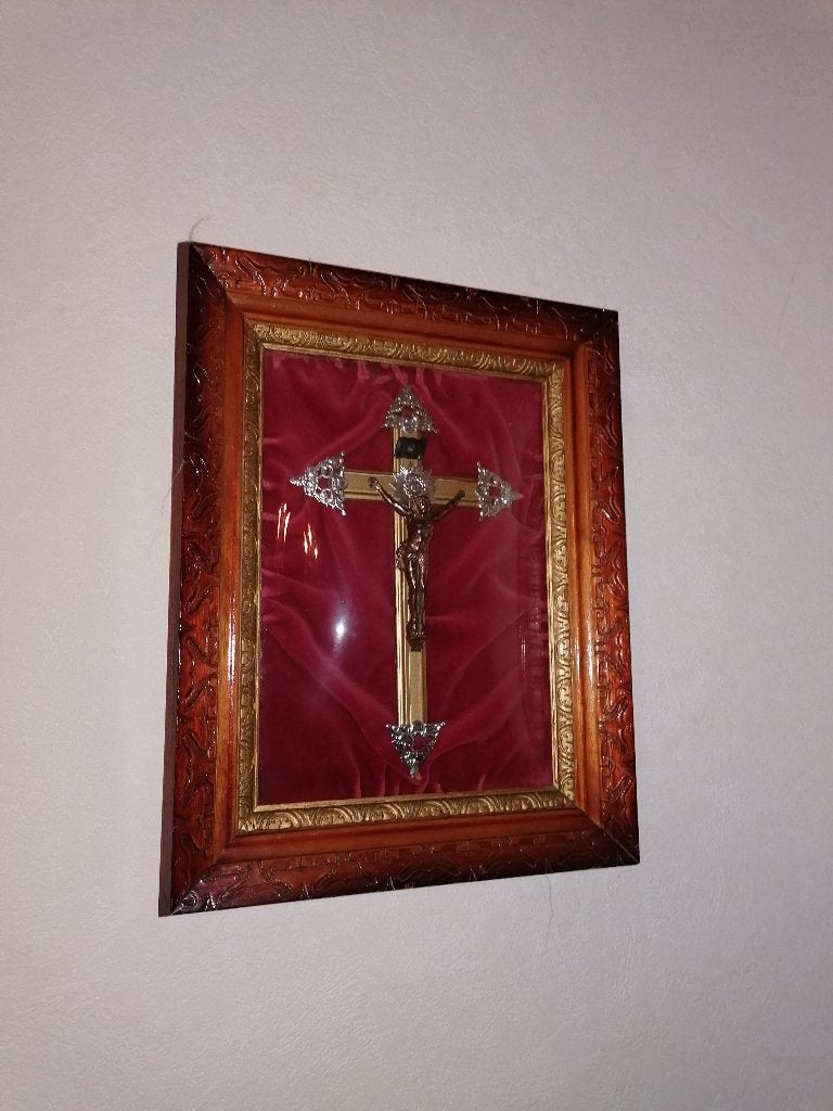kruis achter glas, Antiek en Kunst, Antiek | Religieuze voorwerpen, Ophalen