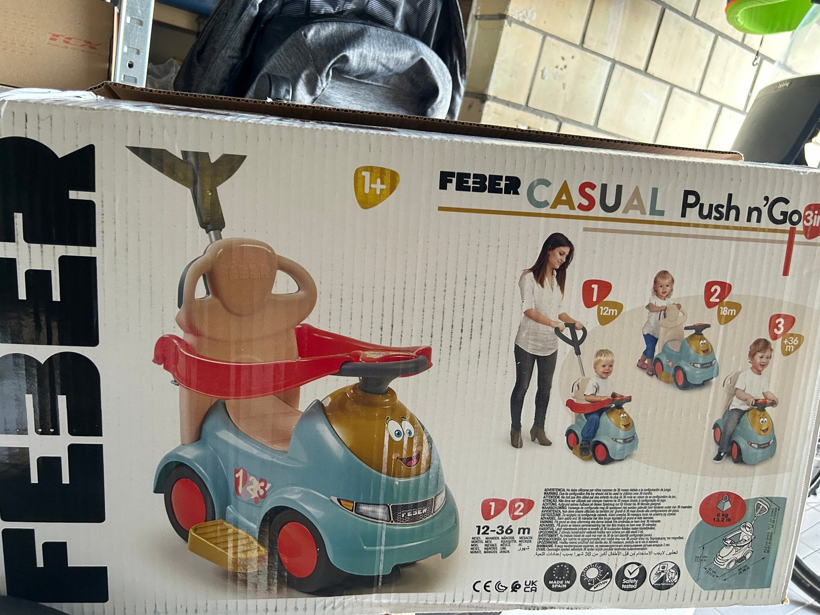 Loopauto Feber casual push n’go 3in1, Ophalen, Nieuw