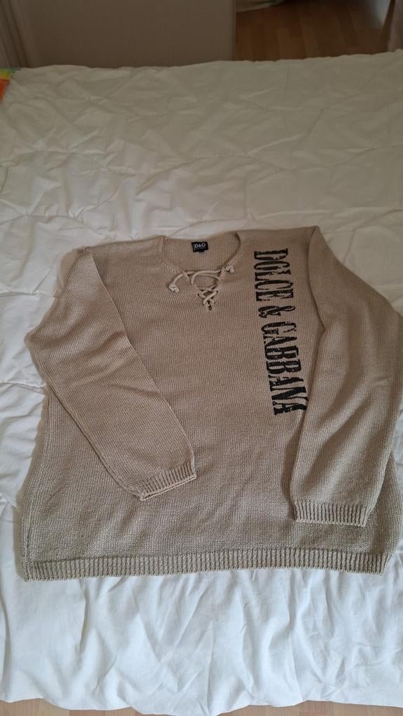 Pull Dolce&Gabanna beige XL 100 % coton, Beige, Taille 56/58 (XL), Comme neuf, Enlèvement