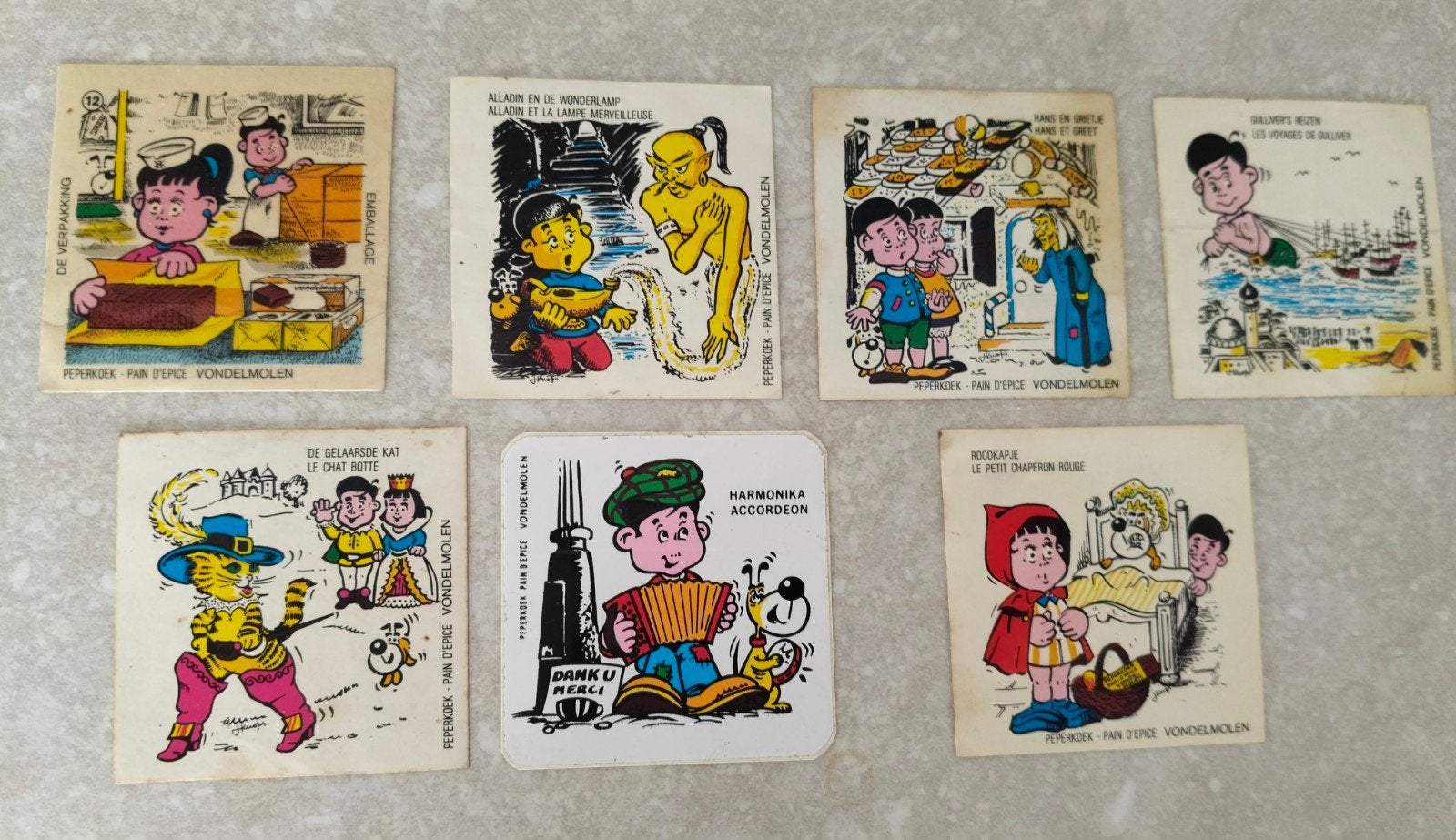 7 oude vintage stickers Vondelmolen, Verzamelen, Ophalen of Verzenden