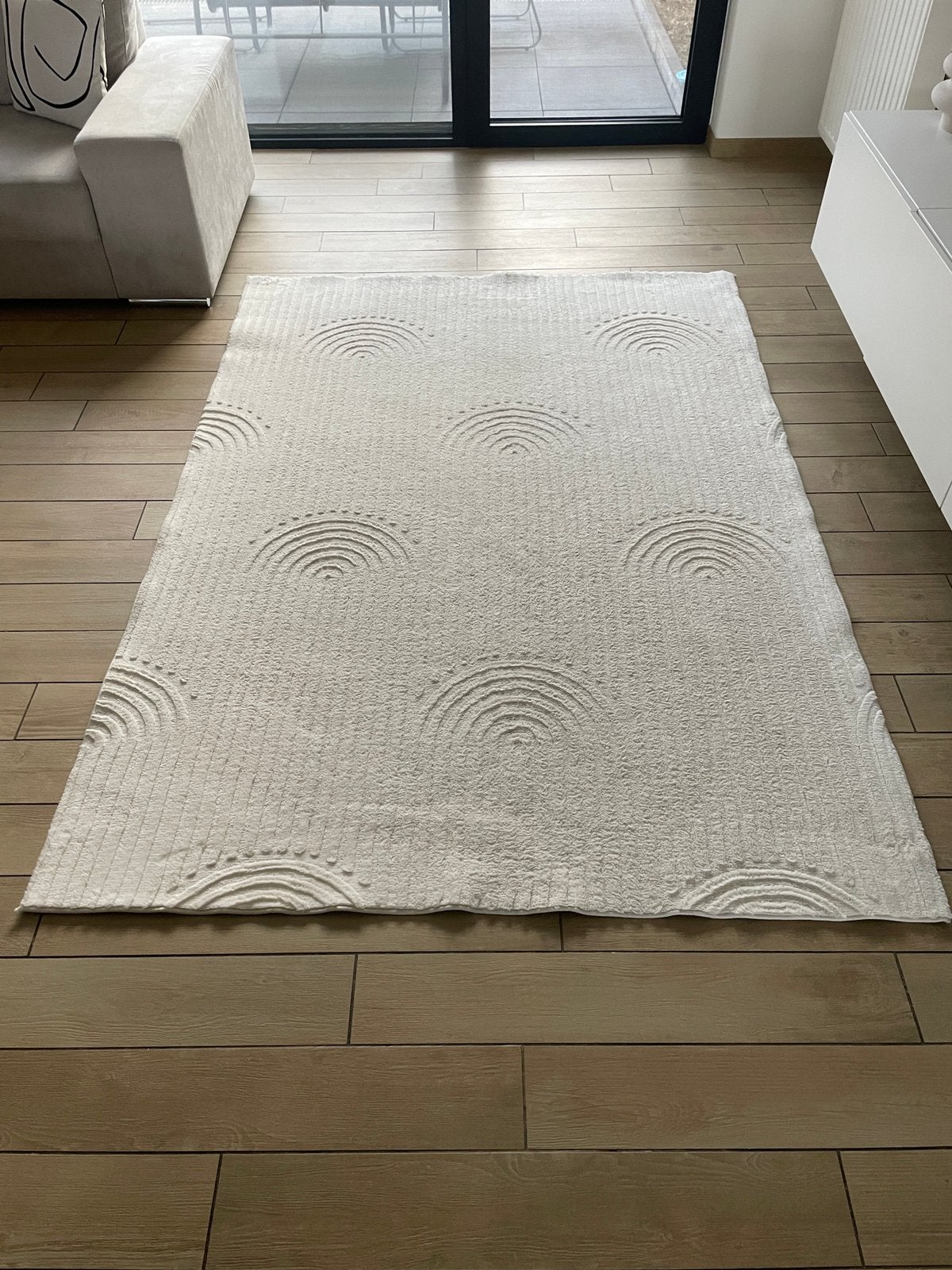 Tapis moderne ultra-doux — 2,30m x 1,60m, Maison & Meubles, Enlèvement, Comme neuf, Beige, Tapis