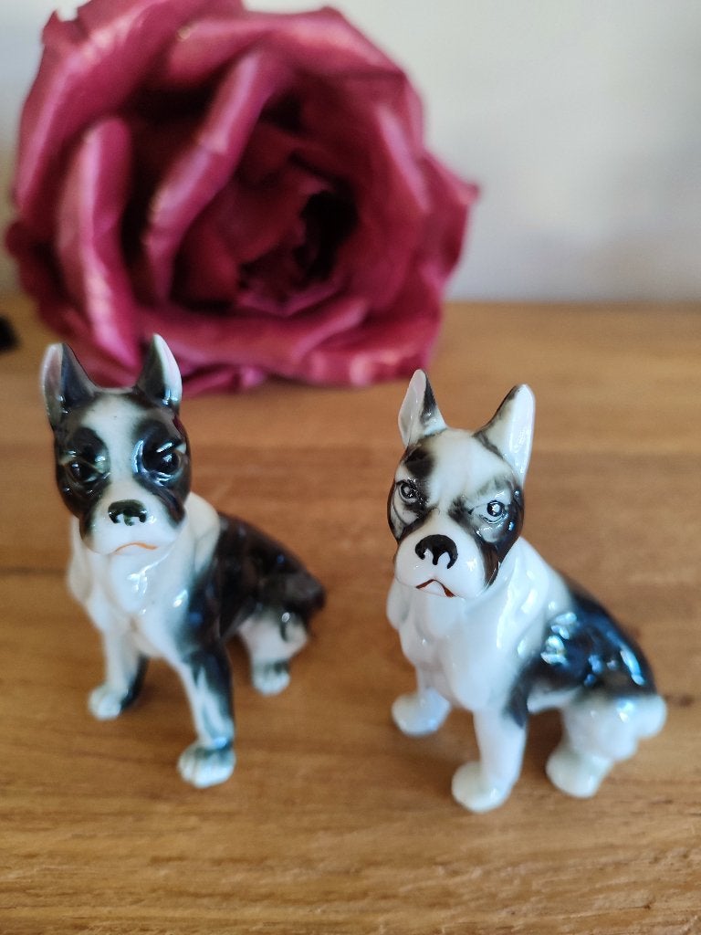 Boston Terrier ou Bouledogue: lot superbes figurines vintage, Enlèvement ou Envoi, Comme neuf, Animal