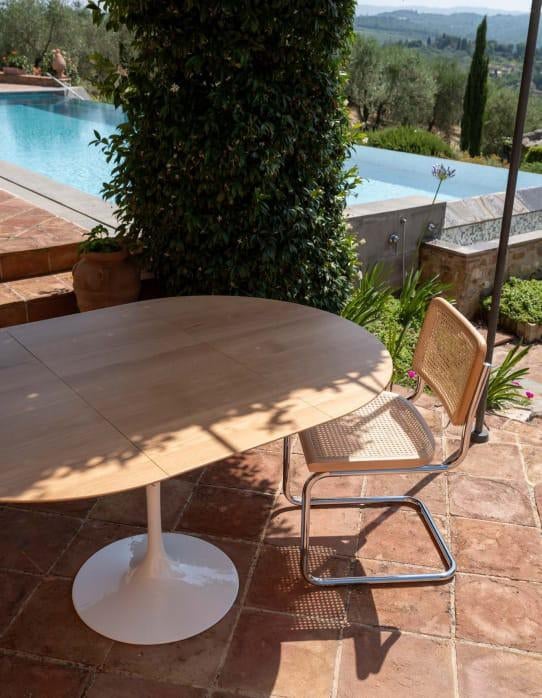 Tables coulissantes en bois tulipe | Eero Saarinen platner j, Jardin & Terrasse, Ensembles de jardin, Chaise, Enlèvement ou Envoi