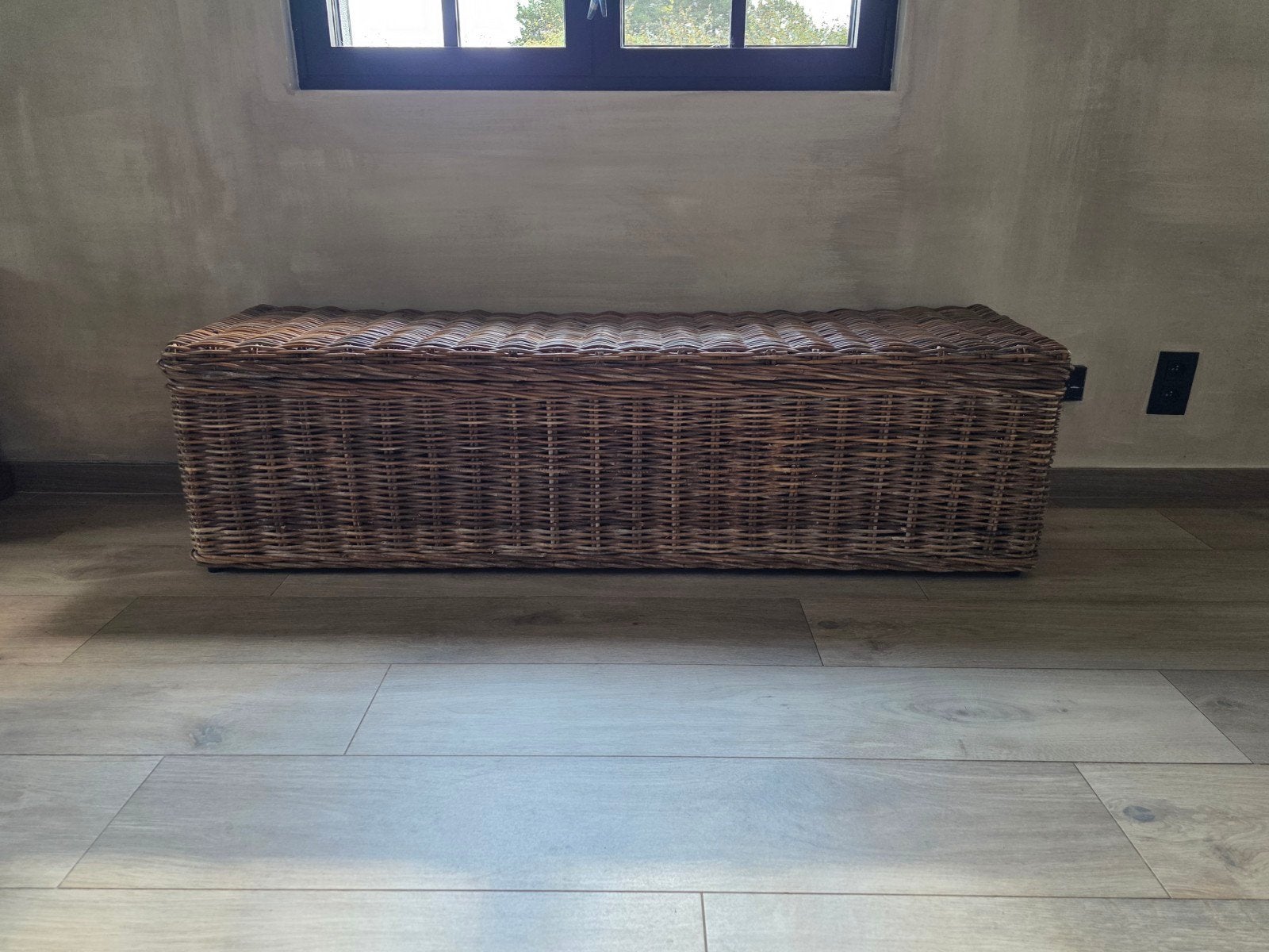 Mooie grote rotan/rieten kist – 160 cm, Ophalen, Gebruikt