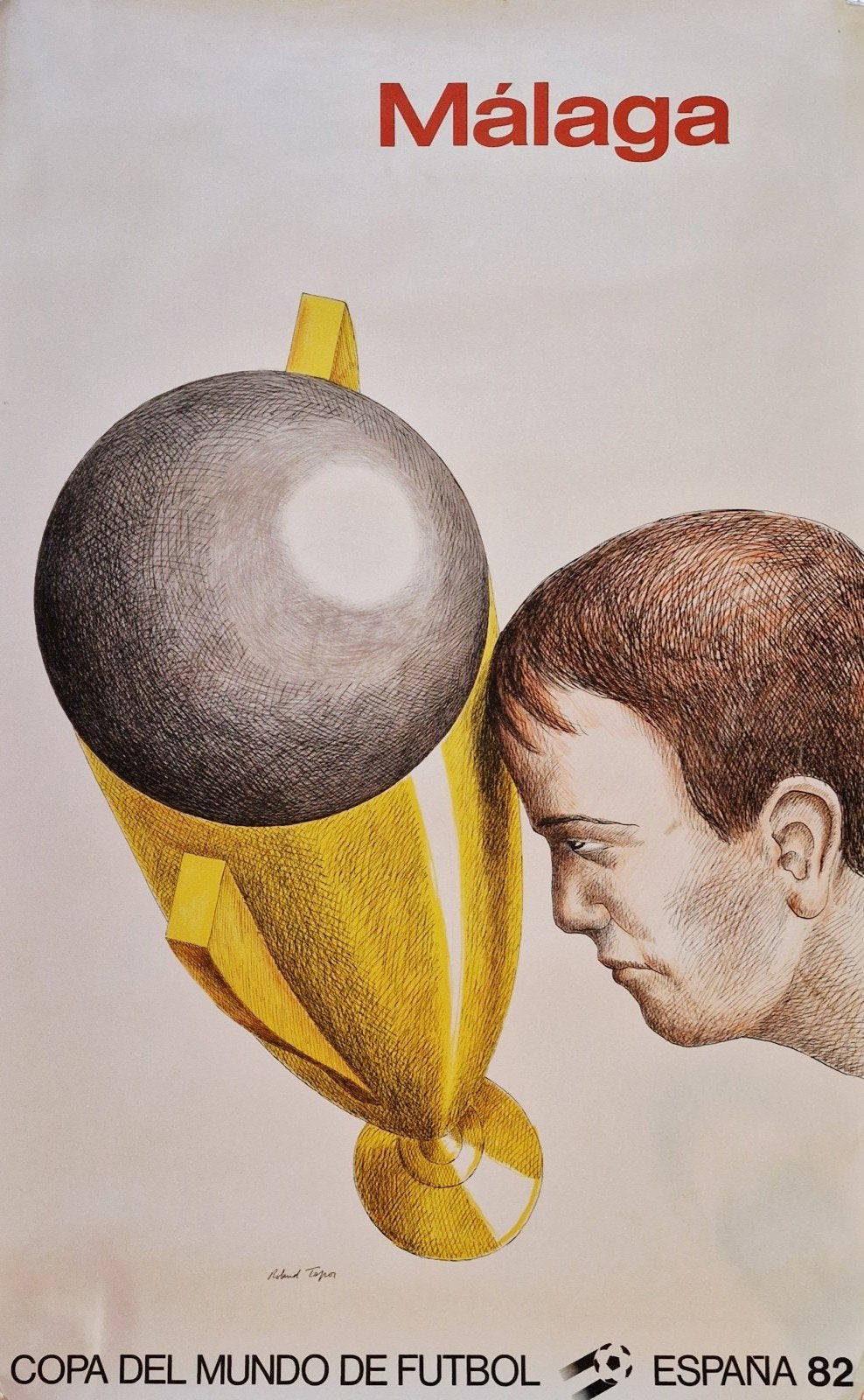 Affiche de la Coupe du monde Topor - Malaga 1982, Collections, Posters & Affiches, Utilisé, Sport, Affiche ou Poster pour porte ou plus grand