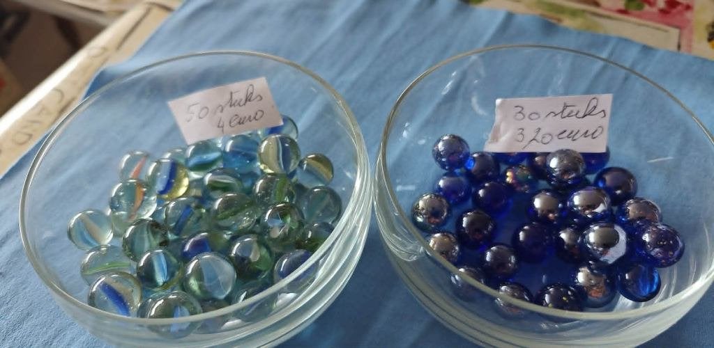 knikkers 50 licht groen blauwe streep 30 blauwe, Ophalen of Verzenden, Zo goed als nieuw