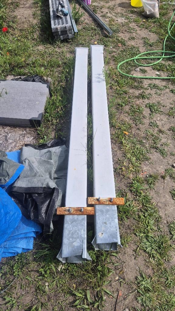 Vol Houten poort + palen, Tuin en Terras, Ophalen, Met poort, Overige typen, Zo goed als nieuw