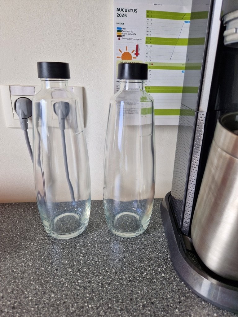 twee glazen sodastream flessen, Ophalen of Verzenden, Gebruikt
