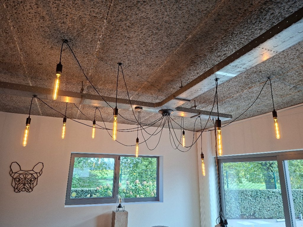 Lampe araignée industrielle à 10 pieds diam. 300 cm avec LED, Maison & Meubles, Verre, Comme neuf, Enlèvement, E27 (grand)