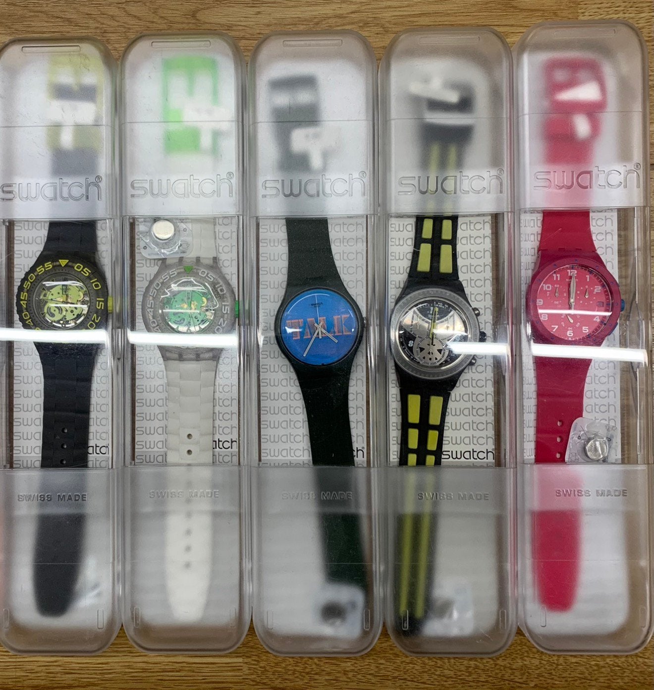 5 Unieke Swatch horloges - In Perfecte staat & Originele Box, Handtassen en Accessoires, Horloges | Heren, Swatch, Kunststof, Kunststof