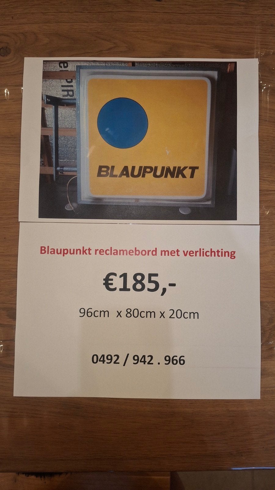 reclameborden met verlichting bosch en blaupunkt, Enlèvement